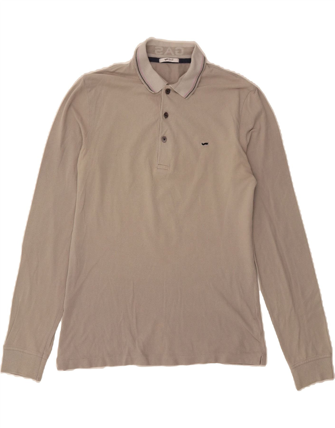 GAS Mens Long Sleeve Polo Shirt Medium Grey Cotton Vintage Gas and Second-Hand Gas from Messina Hembry 