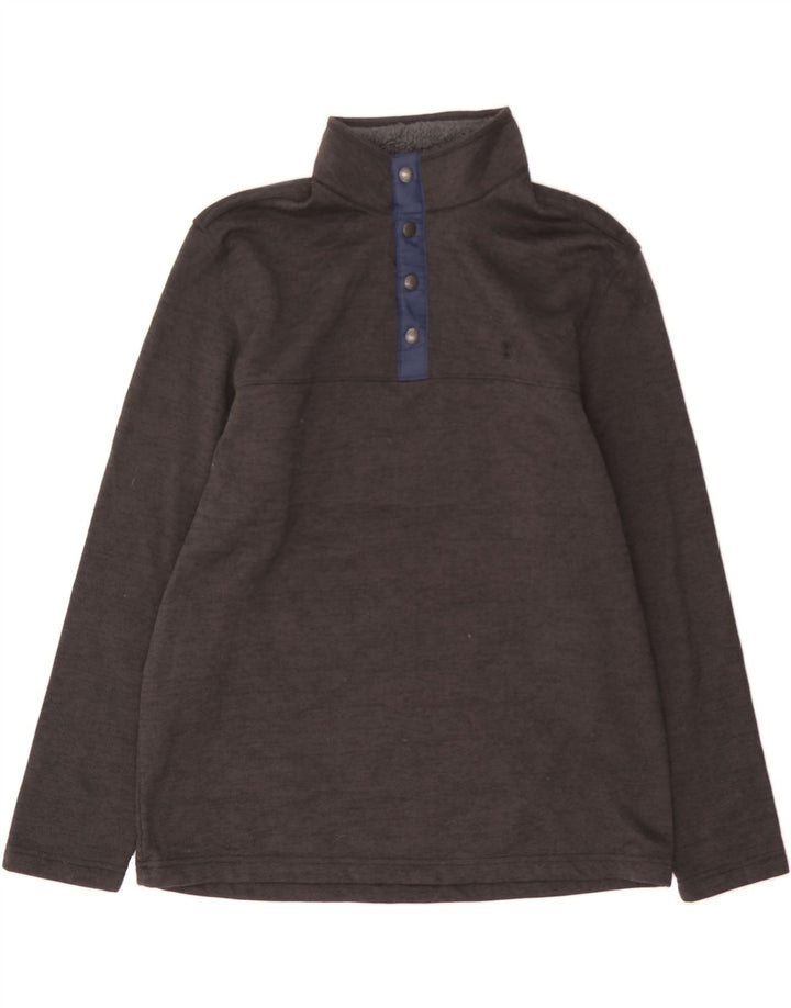 IZOD Mens Button Neck Sweatshirt Jumper Large Grey Herringbone Polyester Vintage Izod and Second-Hand Izod from Messina Hembry 