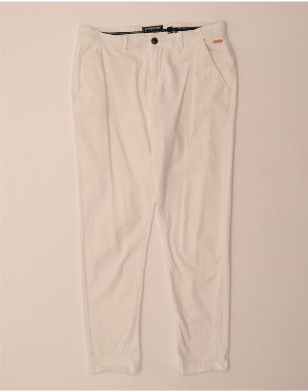 SUPERDRY Ženske uske chino hlače UK 16 Large W34 L29 Bijeli pamuk