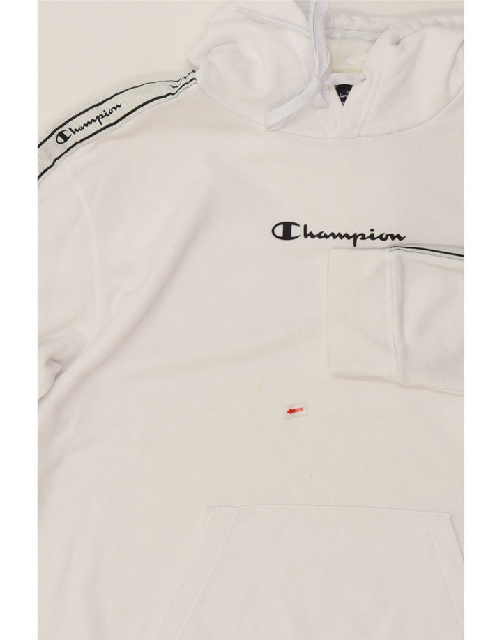 CHAMPION Mens Graphic Hoodie Jumper Medium White Cotton Vintage Champion and Second-Hand Champion from Messina Hembry 