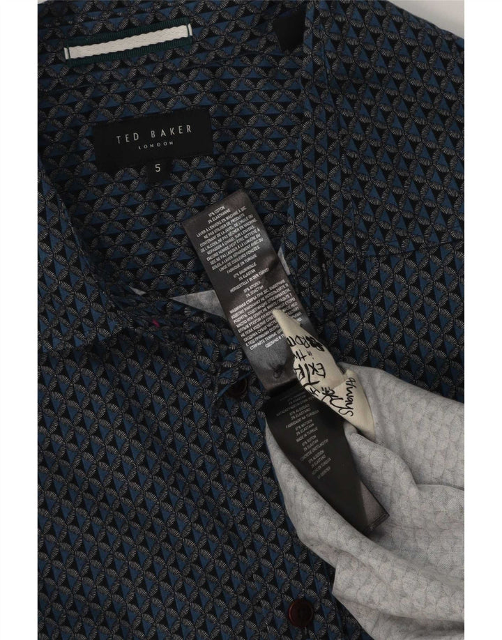 Ted Baker muška košulja s apstraktnim uzorkom, veličina 5 XL, plavi pamuk
