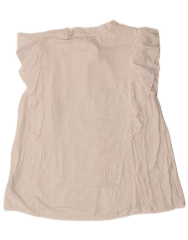 MONSOON ženska košulja kratkih rukava UK 14 Srednje bijela viskoza