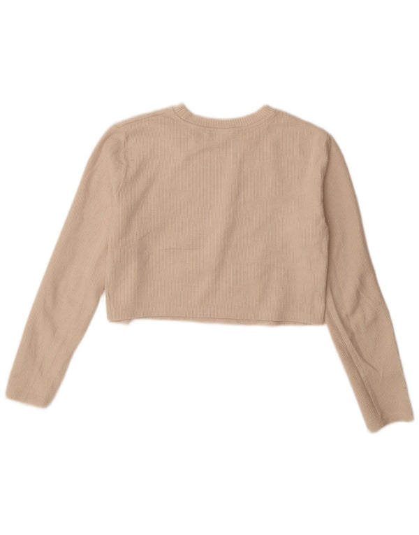 Zara ženski kratki rukav dugih rukava UK 10 Small Beige Cotton