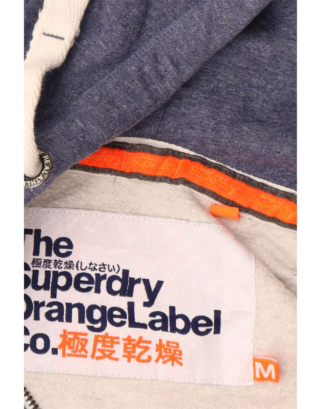 SUPERDRY muški pulover s kapuljačom na patentni zatvarač srednje plavi pamuk