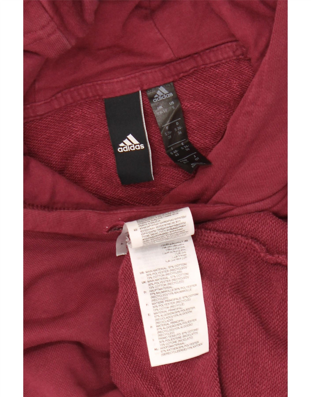 ADIDAS ženska majica s kapuljačom s kapuljačom prevelike veličine UK 8/10, mala bordo