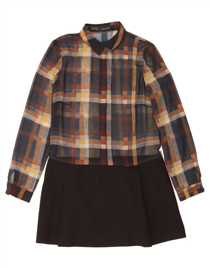 ZARA Womens Long Sleeve Basic Dress UK 12 Medium Black Check Vintage Zara and Second-Hand Zara from Messina Hembry 