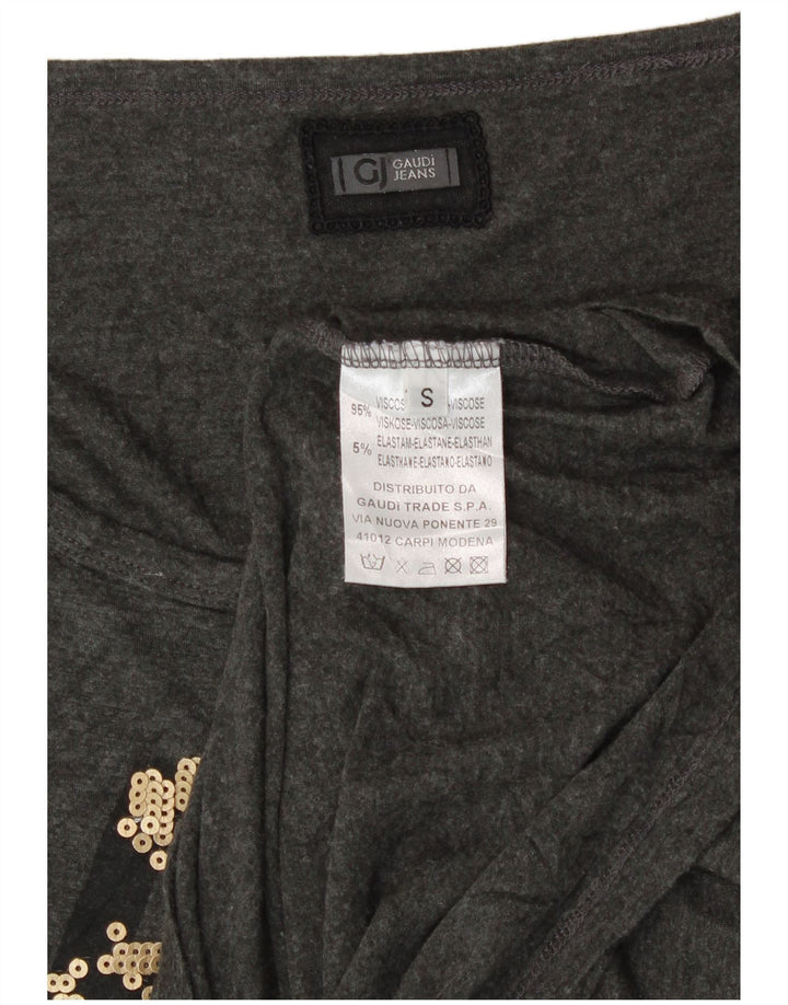 Gaudi velika ženska majica dugih rukava s grafikama UK 10 Mala siva viskoza