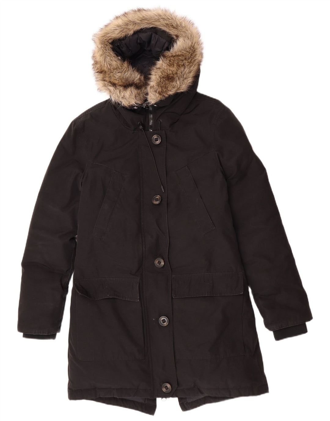 Superdry ženska jakna parka s kapuljačom UK 10 mali crni poliester