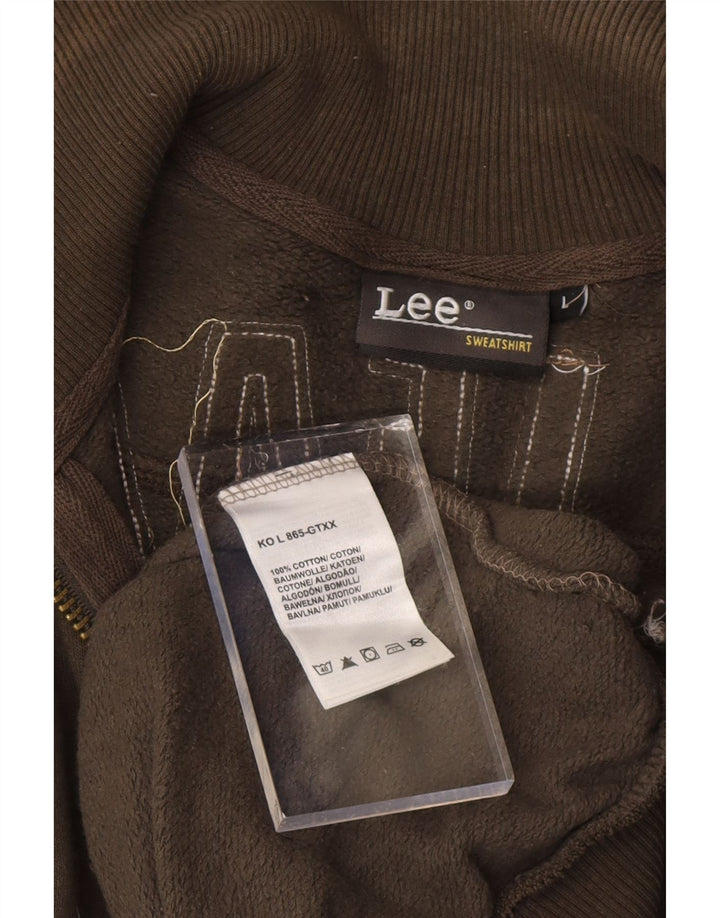 LEE Mens Graphic Tracksuit Top Jacket Large Khaki Cotton Vintage Lee and Second-Hand Lee from Messina Hembry 