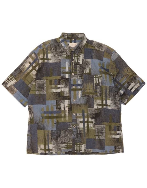 Vintage muška košulja kratkih rukava XL Green Patchwork