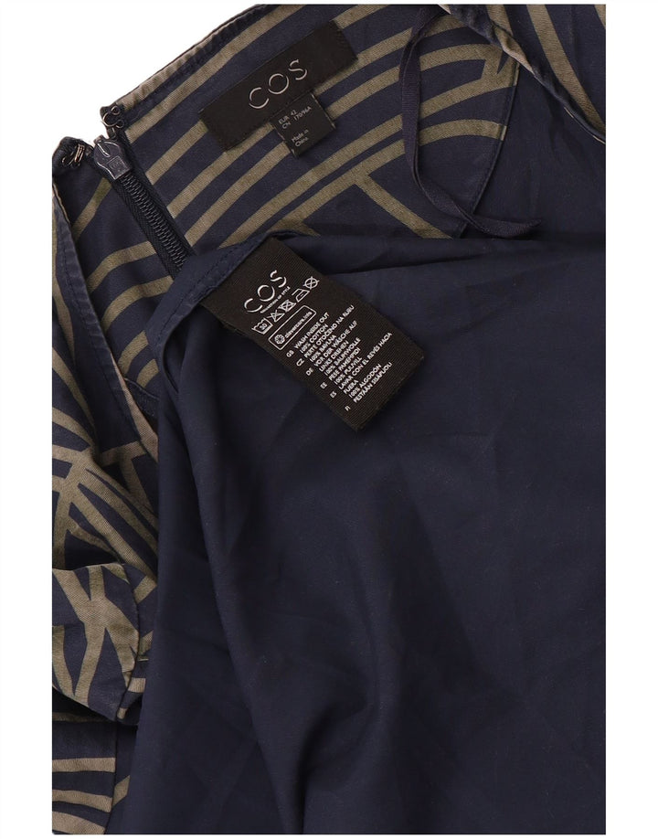 COS ženska asimetrična haljina EU 42, veliki tamnoplavi geometrijski pamuk