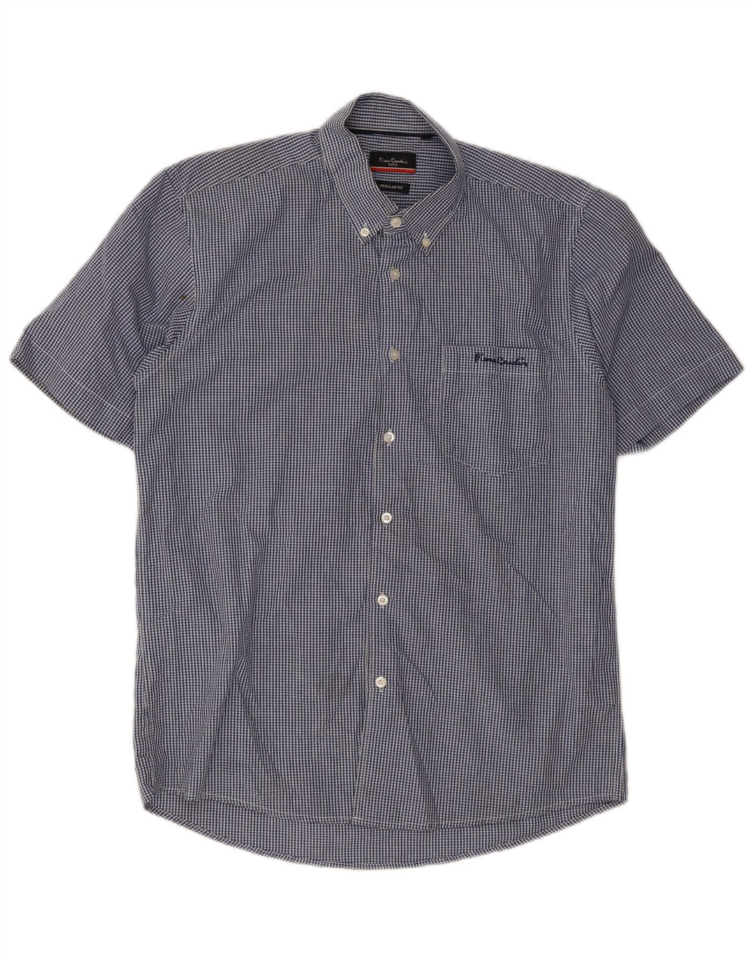 Pierre Cardin muška košulja kratkih rukava veliki plavi gingham poliester