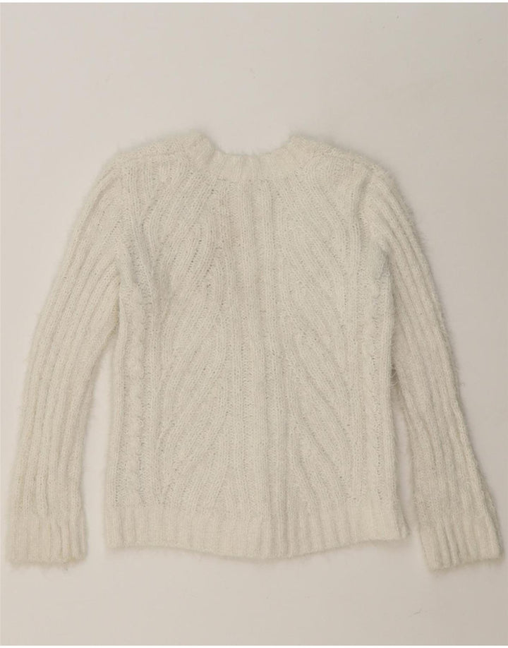 MARKS & SPENCER Womens Oversized Cardigan Sweater UK 6 XS White Polyester Vintage Marks & Spencer and Second-Hand Marks & Spencer from Messina Hembry 