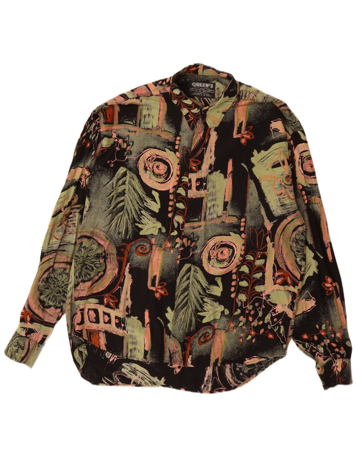 Vintage muška košulja s apstraktnim uzorkom, velika raznobojna cvjetna viskoza