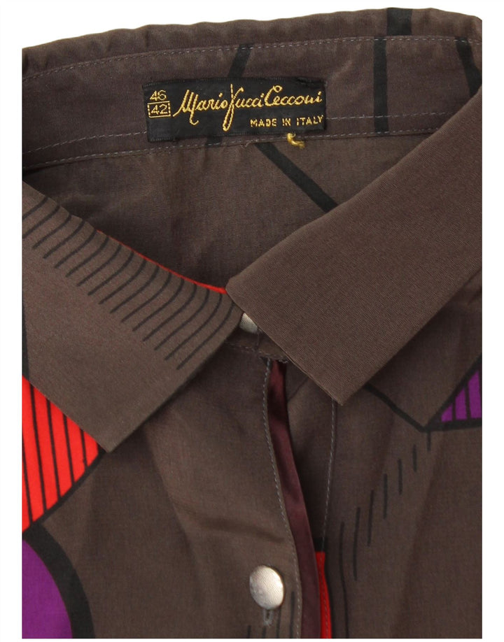 Top ženske bluze Mario Pucci Cecconi IT 42 srednje smeđe geometrijske boje