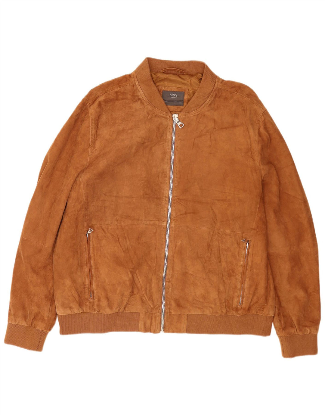 Marks & Spencer muška bomber jakna od brušene kože UK 46 3XL smeđa kožna