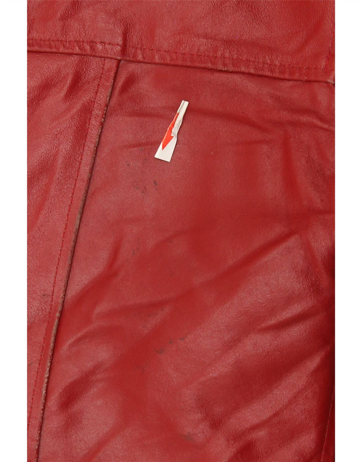 Vintage ženska crop kožna jakna UK 14 Srednje crvena koža