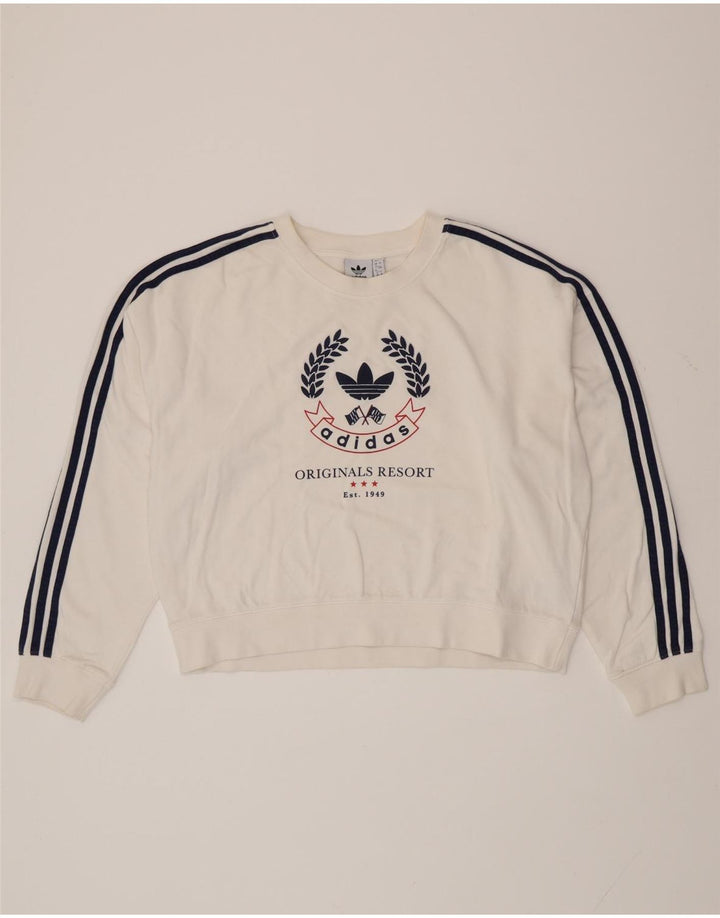 ADIDAS Ženska prekomjerna trenirka s grafičkim motivima UK 12 Srednje bijela