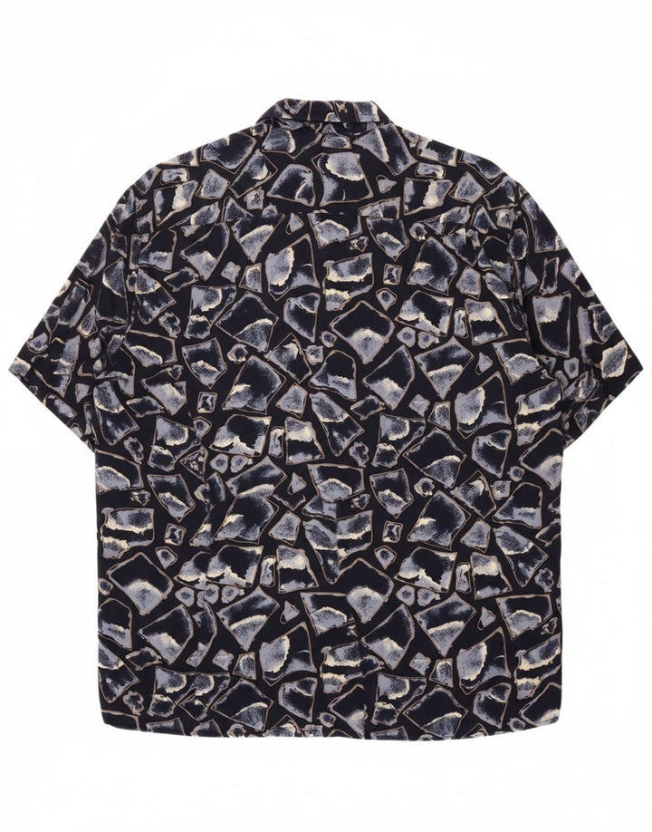 COTTON CLUB Mens Abstract Pattern Short Sleeve Shirt Medium Navy Blue Vintage Cotton Club and Second-Hand Cotton Club from Messina Hembry 