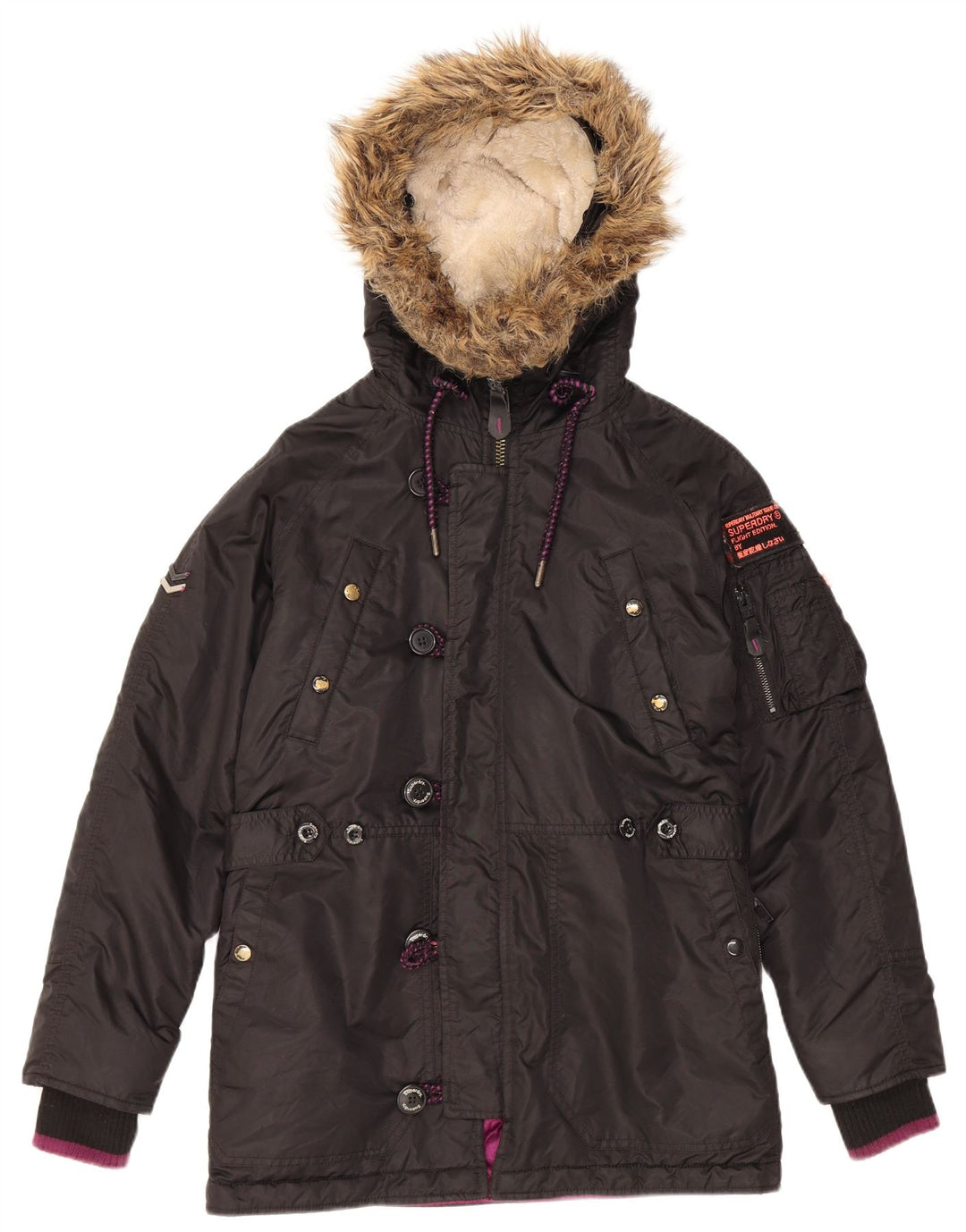 Superdry muška podstavljena jakna s kapuljačom UK 38 Srednje crni najlon