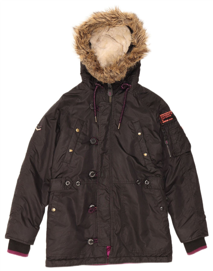 Superdry muška podstavljena jakna s kapuljačom UK 38 Srednje crni najlon