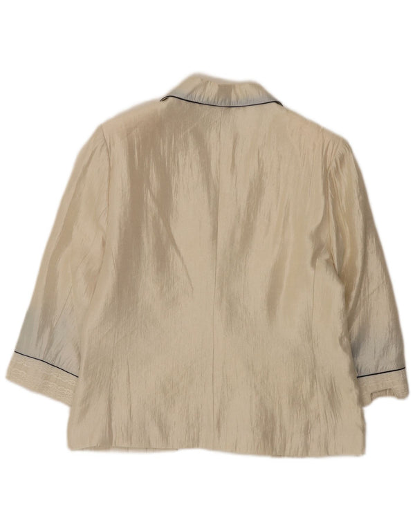 Vintage ženski sako s 3/4 rukavima i 1 gumbom EU 50 3XL bež viskoza