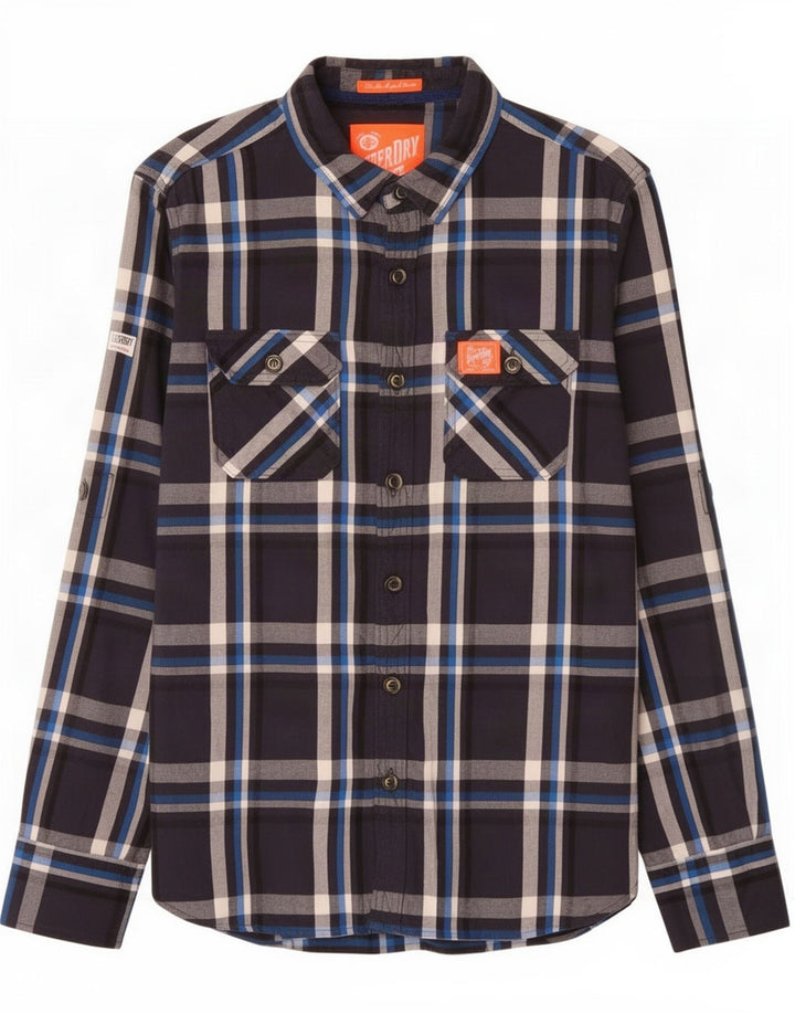 Superdry muška flanelska košulja Srednje tamnoplavi karirani pamuk