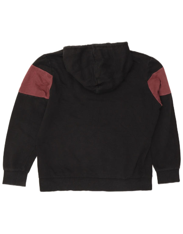 Jack & Jones Mens Graphic Hoodie Jumper Large Black Colourblock Cotton