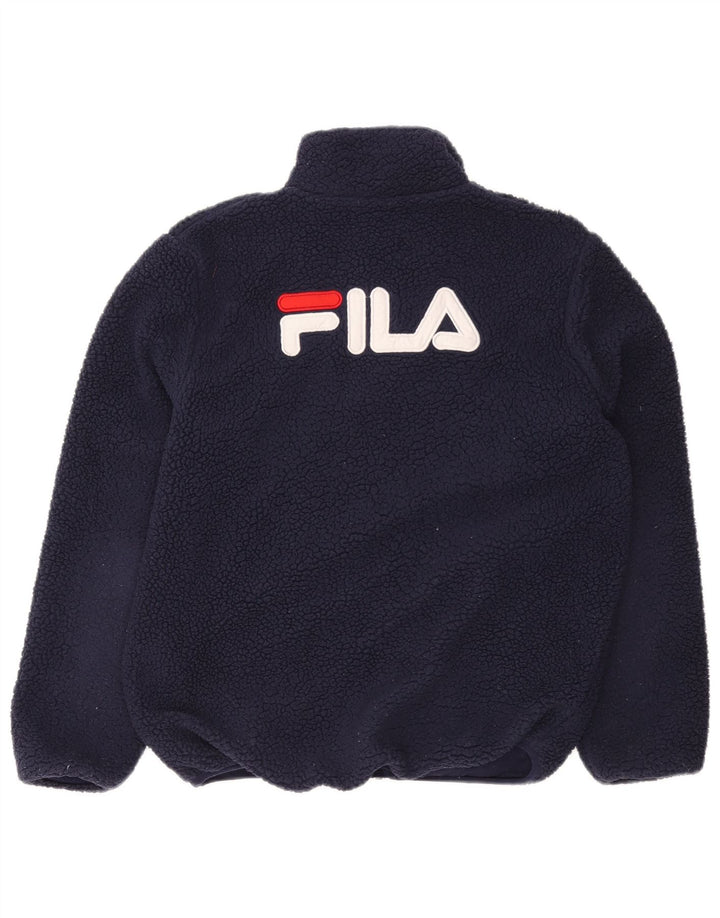 FILA ženska prevelika jakna od flisa s grafičkim motivima UK 6 XS tamnoplavi poliester