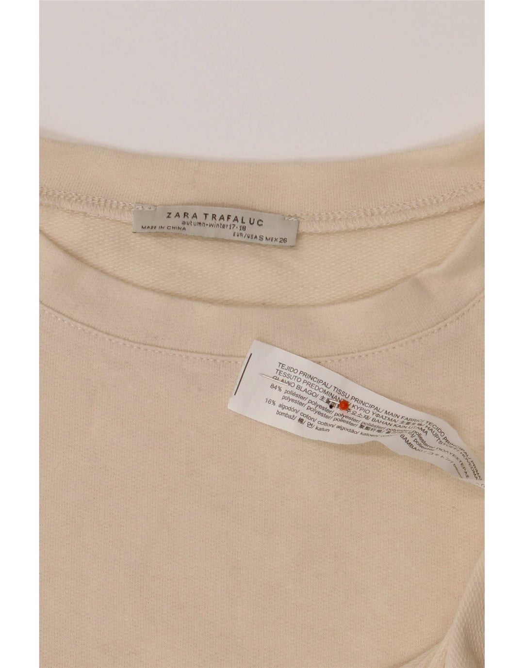 Zara ženska prevelika majica dugih rukava UK 10 Small Beige Colourblock
