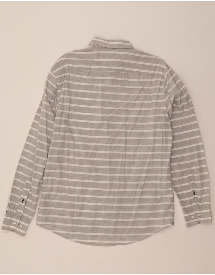 TOMMY HILFIGER Mens Shirt Large Grey Striped Vintage Tommy Hilfiger and Second-Hand Tommy Hilfiger from Messina Hembry 
