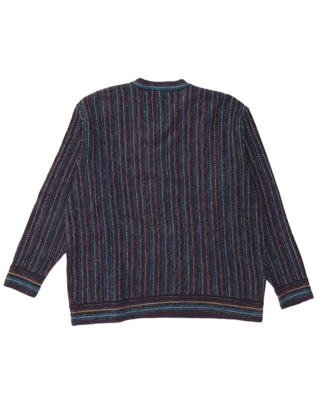 NANI BON muški džemper s V-izrezom IT 54 XL tamnoplavi prugasti akril