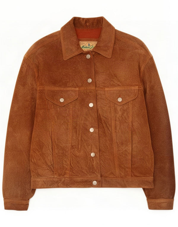 Vintage ženska bomber jakna od brušene kože UK 12 srednje smeđe kože