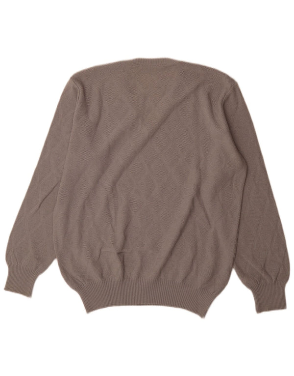 Vintage muški džemper s V-izrezom IT 54 XL Siva Argyle/Dijamantna vuna