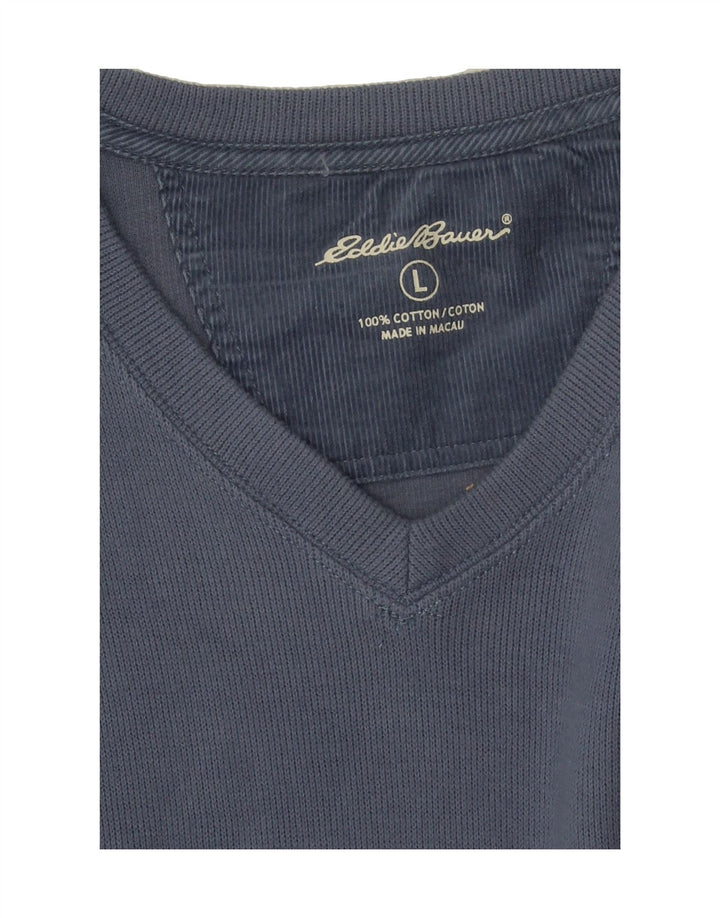EDDIE BAUER Mens V-Neck Jumper Sweater Large Blue Cotton Vintage Eddie Bauer and Second-Hand Eddie Bauer from Messina Hembry 