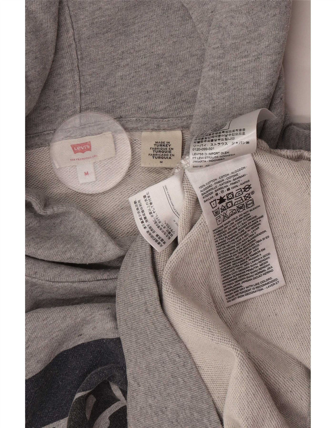 Levi's muška majica s kapuljačom s kapuljačom, srednje sivi pamuk