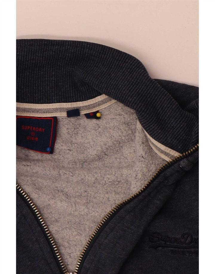 Superdry muška majica s izrezom s patentnim zatvaračem Mali tamnoplavi pamuk