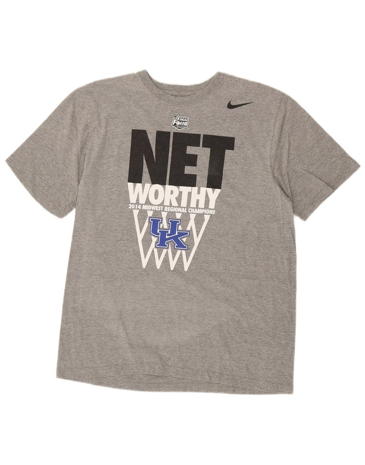 NIKE Mens Regular Fit Graphic T-Shirt Top Large Grey Cotton