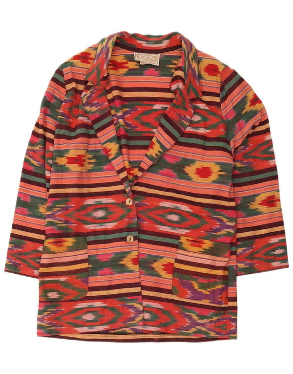 Vintage ženski sako sa 2 gumba UK 18 XL Raznobojni ikat pamuk