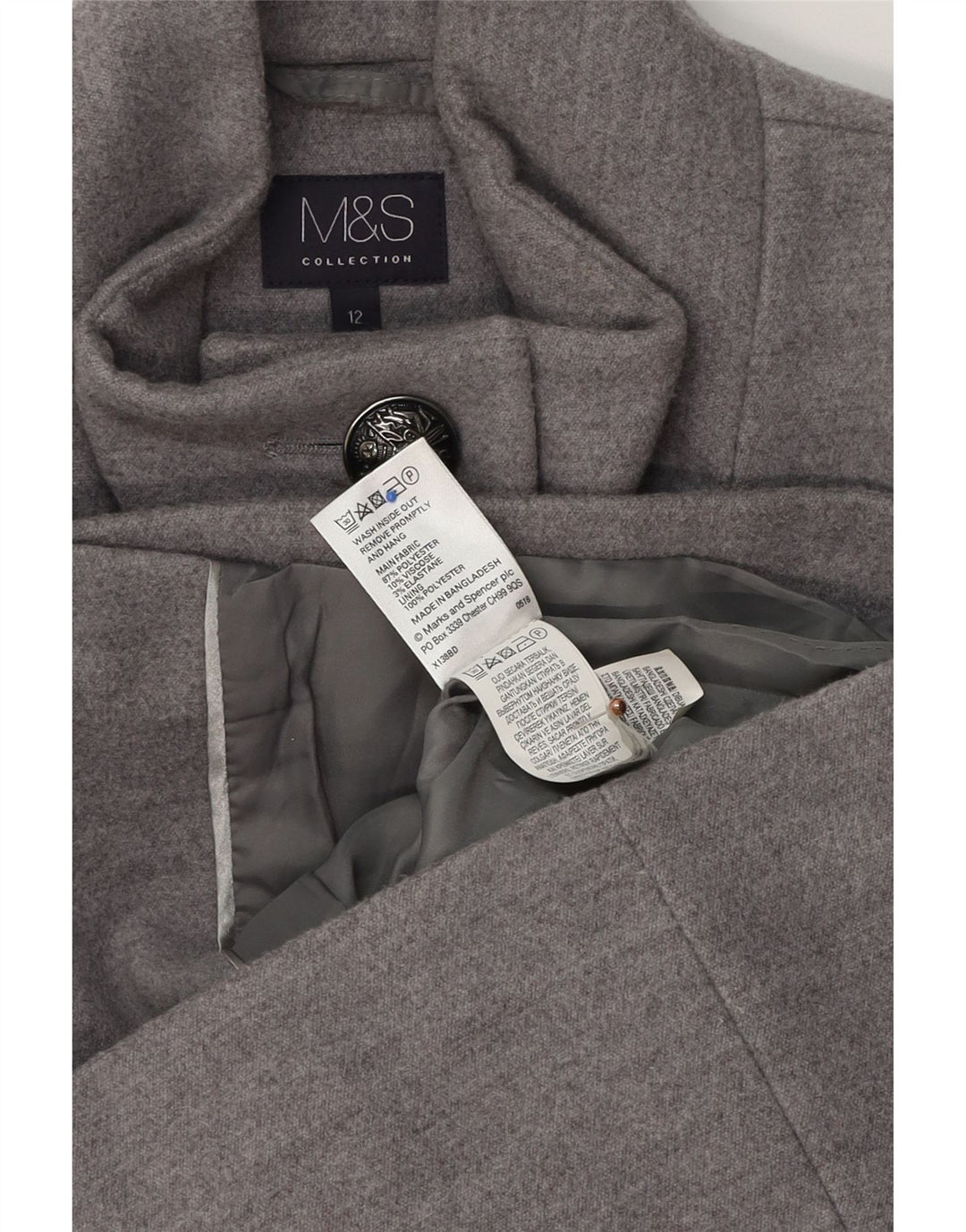 Marks & Spencer ženska vojna jakna UK 12 srednje sivi poliester