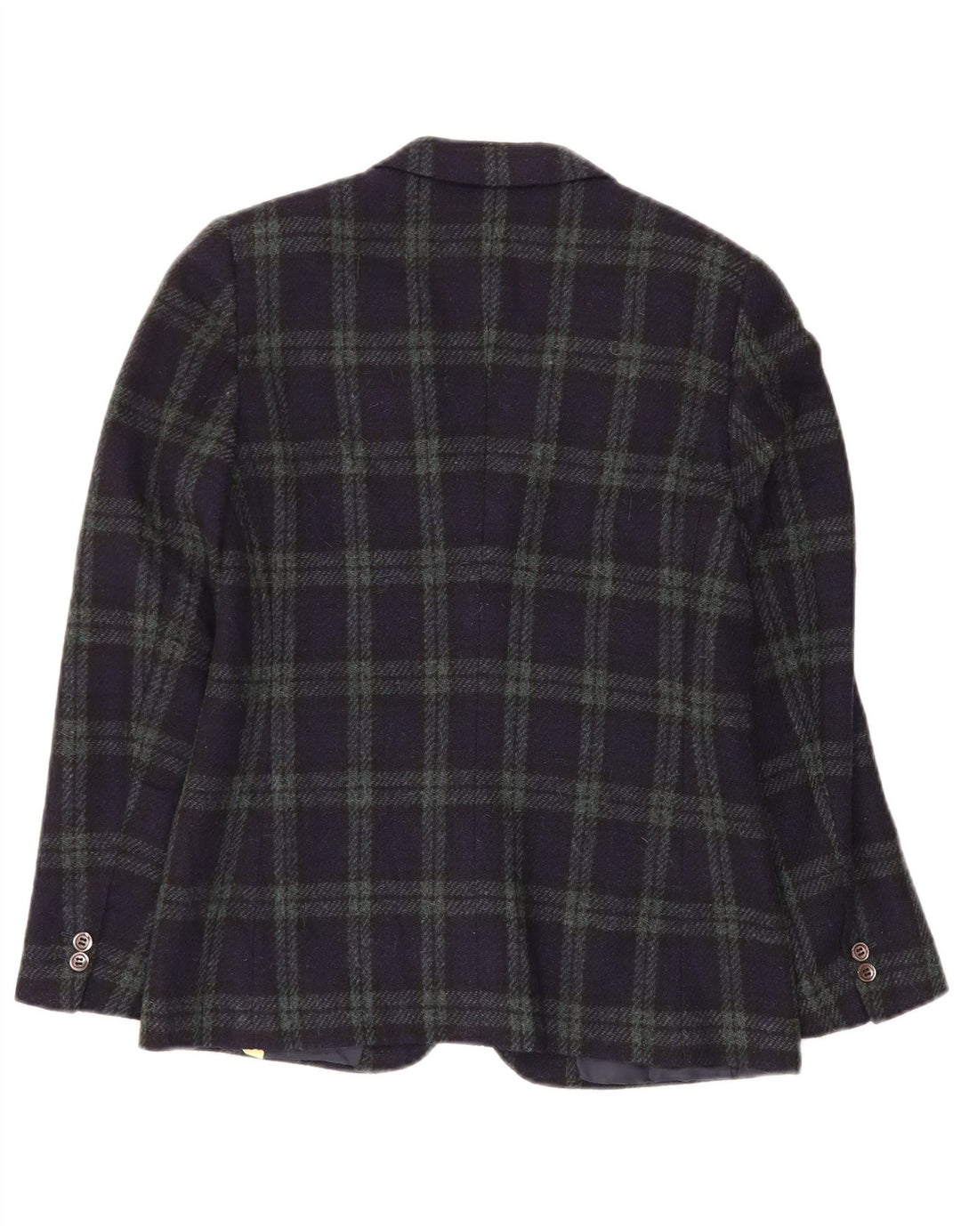 VINTAGE Ženska jakna sa 2 gumba IT 44 Srednja tamnoplava karirana vuna