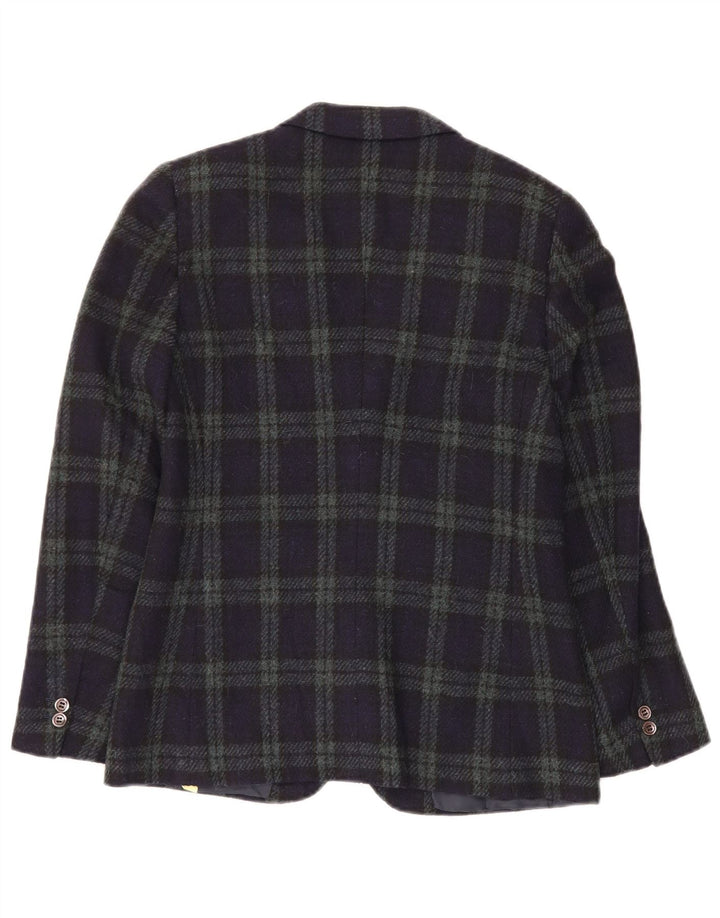 VINTAGE Ženska jakna sa 2 gumba IT 44 Srednja tamnoplava karirana vuna