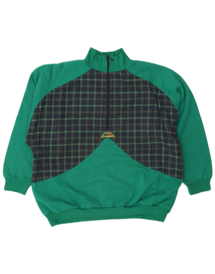 Bailo muška majica s izrezom s patentnim zatvaračem XL, zeleni karirani pamuk