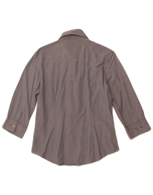 TOMMY HILFIGER Womens 3/4 Sleeve Shirt US 8 Medium Navy Blue Pinstripe