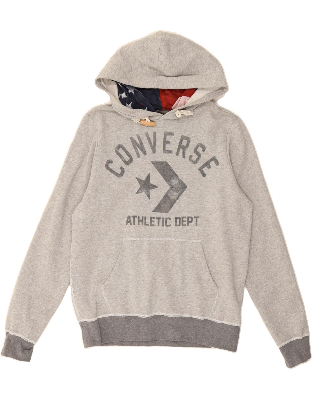 CONVERSE Mens Graphic Hoodie Jumper Medium Grey Cotton Vintage Converse and Second-Hand Converse from Messina Hembry 