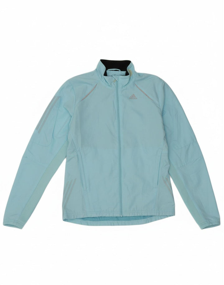 ADIDAS Womens Clima Proof Tracksuit Top Jacket UK 10 Small  Blue Polyester