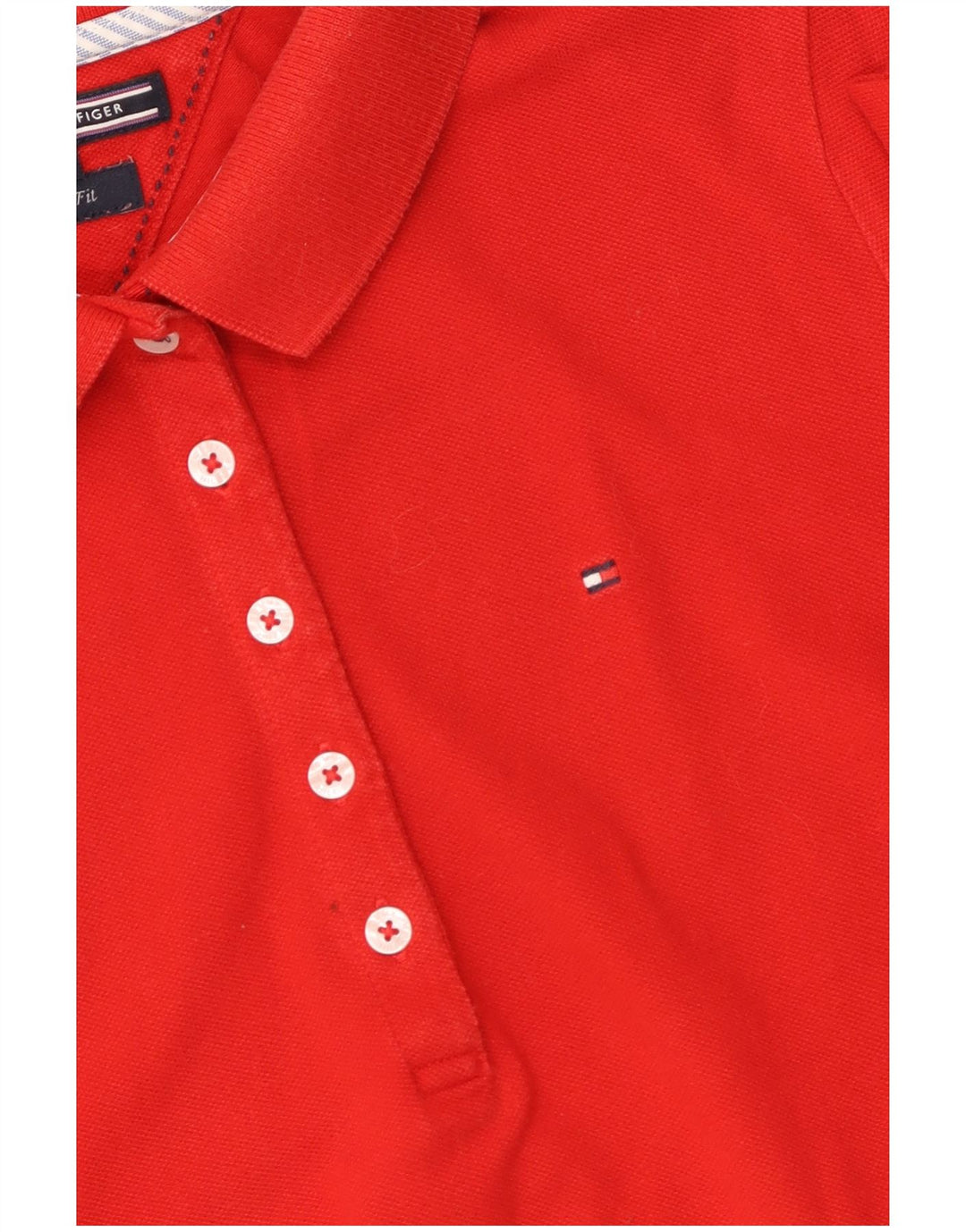TOMMY HILFIGER Ženska uska polo majica UK 12 Srednje crvena