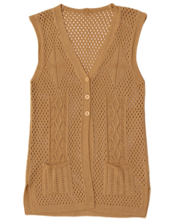 Vintage ženski džemper bez rukava UK 10 Small Brown