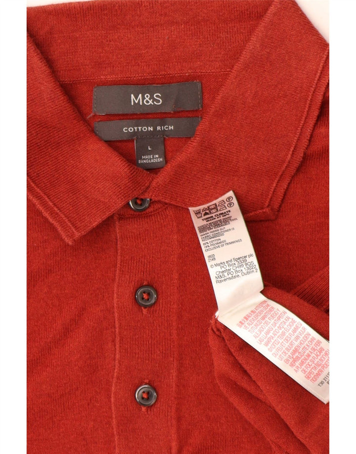 MARKS & SPENCER Muški pulover s polo izrezom Veliki crveni pamuk