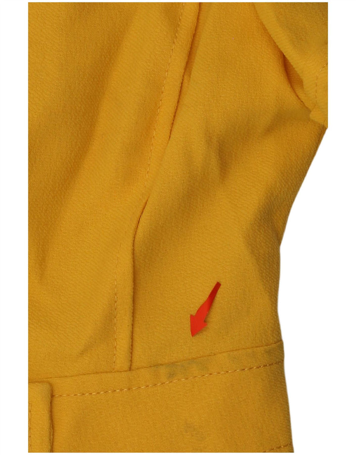 VINTAGE Ženska jakna sako kratkih rukava s 4 gumba UK 14 srednje žuta